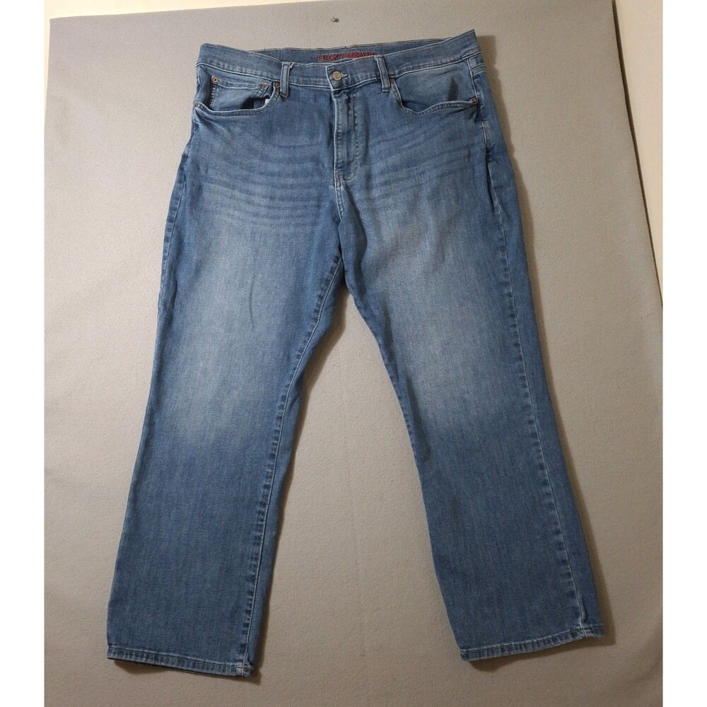 Lucky Brand 223 Straight Jeans Mens 38x30 Blue Stretch Denim Dark Wash CoolmaxLu